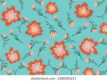 Patrón floral primaveral, ilustración vectorial dibujada a mano, flores primaverales sobre el fondo, decoración, papel tapiz, papel de regalo,
Patrón de empaque de souvenirs, patrón decorativo