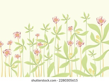 Patrón floral primaveral, ilustración vectorial dibujada a mano, flores primaverales sobre el fondo, decoración, papel tapiz, papel de regalo,
Patrón de empaque de souvenirs, patrón decorativo
