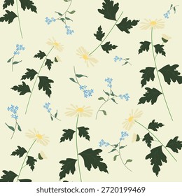 spring floral pattern of meadow flowers, summer ornament