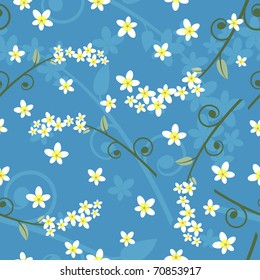 spring floral pattern on a blue background