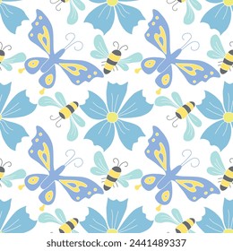 Spring floral pattern. Seamless pattern with flowers