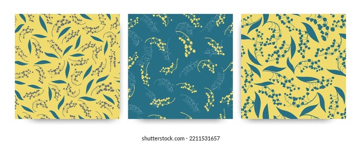 Spring Floral Pattern. Seamless Lili Valley Fabric Design. Vintage Flower