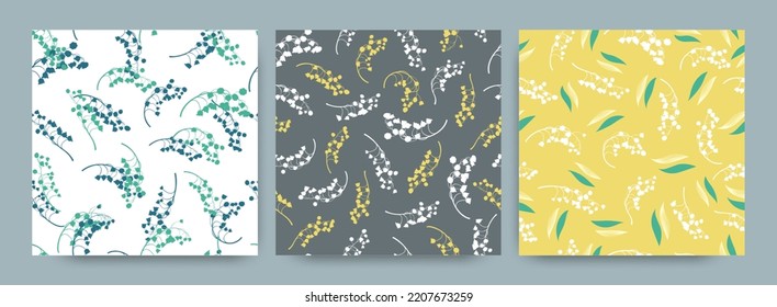Spring Floral Pattern. Seamless Lily Bell Fabric Design. Fresh Botanical