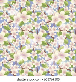 Spring floral sakura seamless pattern, vector illustration