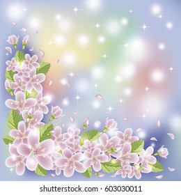 Spring floral sakura wallpaper, vector illustration