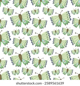 Spring Floral Seamless Pattern, butterflies, abstract seamless pattern with flowers and branches, background graphic design print vector illustration, vintage colors.