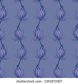 spring floral seamless pattern with elements drawn by a simple pencil