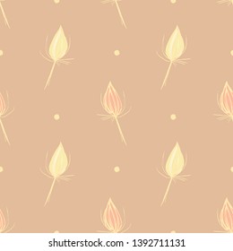 spring floral seamless pattern with elements drawn by a simple pencil