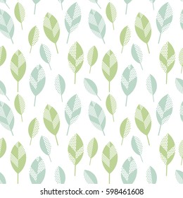 spring floral seamless pattern with leaves. abstract  modern geometry vector illustration. surface design for wrapping paper, fabric, box, cloth, background