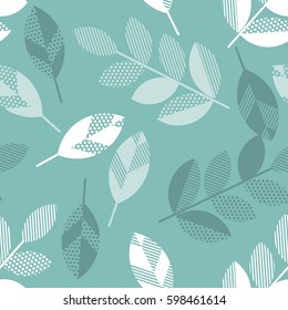 spring floral seamless pattern with leaves. abstract  modern geometry vector illustration. surface design for wrapping paper, fabric, box, cloth, background