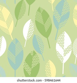 spring floral seamless pattern with leaves. abstract  modern geometry vector illustration. surface design for wrapping paper, fabric, box, cloth, background