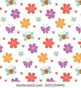 Spring floral seamless pattern on white.