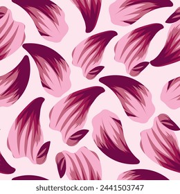 spring floral seamless pattern with pink petals of different shapes from pink lilies, for posters, packaging or factory textiles