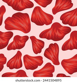 spring floral seamless pattern with red petals of different shapes from red poppies, for posters, packaging or factory textiles