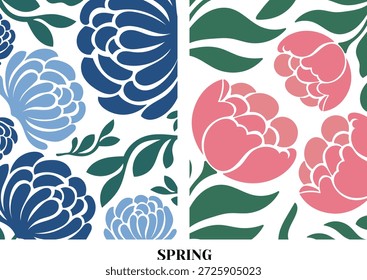 Frühling Blumen nahtloses Muster in Retro Folk Art Style