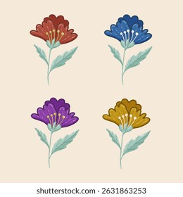 Spring Floral Set Colorful Handdrawing Illustration Art For Decoration Wedding Birthday Etc