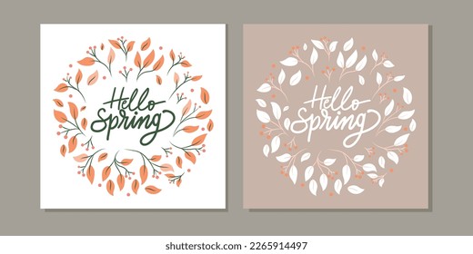 Spring floral square templates. Suitable for social media posts, mobile apps, cards, invitations, banner design and web, ads. Vector illustration.