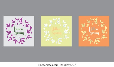Spring floral square templates. Suitable for social media posts, mobile apps, cards, invitations, banner design and web, ads. Vector illustration.