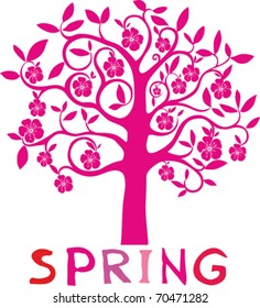 SPRING FLORAL TREE - VECTOR BACKGROUND