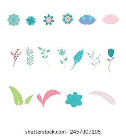 Spring floral vector assets botanical, Beautiful Collection of Flower and Leaf Icons for All Design Needs