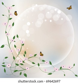 Spring floral vector background with butterflies