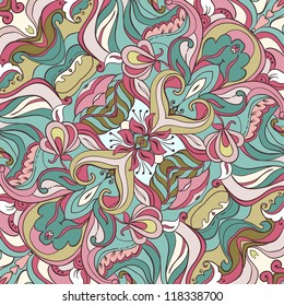 Spring Floral Vector Colorful Ornate Seamless Pattern