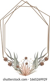 Spring floral vector vintage frame with green leave. Illustrationfor wedding invitation. Modern style.