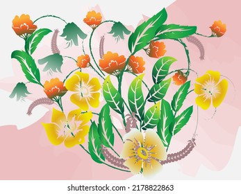spring floral water color with abstract background