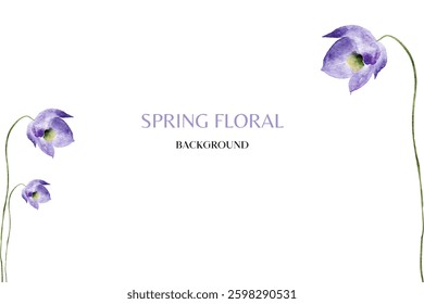 Spring floral in watercolor vector background. Luxury wallpaper design with pink flowers, line art, golden texture.
