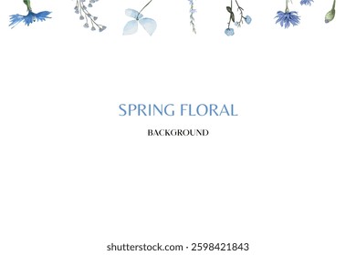 Spring floral in watercolor vector background. Luxury wallpaper design with pink flowers, line art, golden texture.