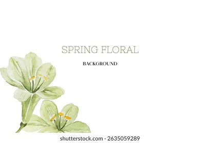 Spring floral in watercolor vector background. Luxury wallpaper design with pink flowers, line art, golden texture.
