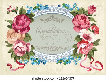 Spring flower background. Abstract Elegance Vintage card. Retro decor illustration.
