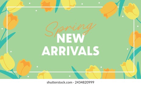 Spring flower background material, yellow tulips