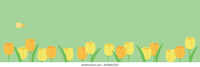 Material de fondo de la flor de primavera, tulipanes amarillos
