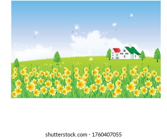 Spring Flower Background Natural Landscape Illustration