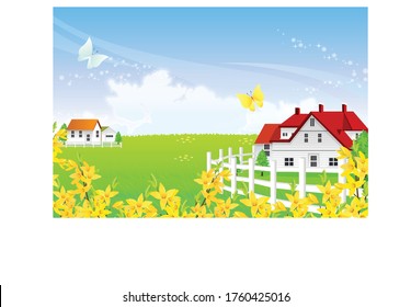 Fondo de las Flores Primavera Ilustración del paisaje natural