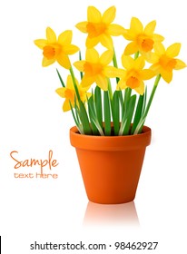 Spring flower background with ripped paper. Vector illustration.