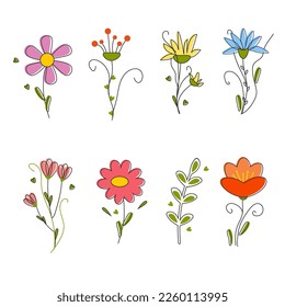 Fondo floral primaveral con trazo. Flores puestas. se acerca la primavera