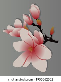 Flor de primavera. Flor en el árbol. Flor rosa. Ilustración vectorial para páginas web, sitios web, fondos e impresión.