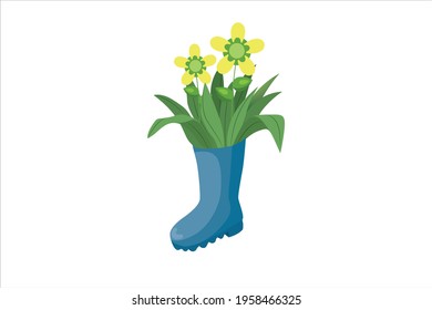 Vektor-Symbol für Frühlingsblume, Blauer Stiefel