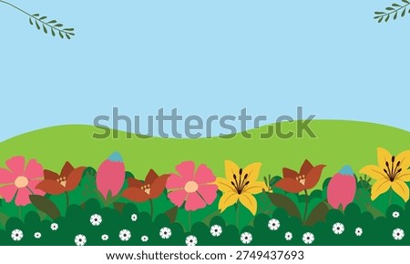 Spring flower in blue sky background 