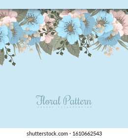 Spring flower boarder - light blue flower