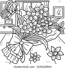 Spring Flower Bouquet Coloring Page for Kids
