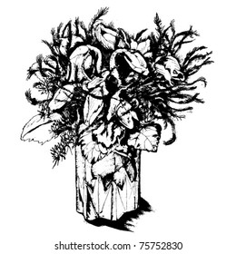 spring flower bouquet drawing