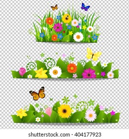 Spring Flower Bouquet Isolated on Transparent Background, Vector Illustration, With Gradient Mesh