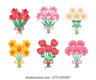 Conjunto ramos flores primavera