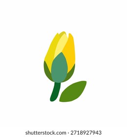 Spring flower bud in flat style for botanical design. Great for floral themes, gardening visuals, eco branding, and seasonal illustrations.