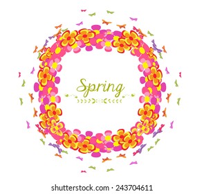 spring with flower and butterflies frame
