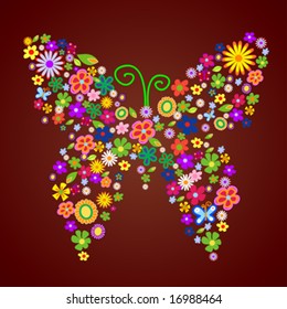 spring flower butterfly vector illustration