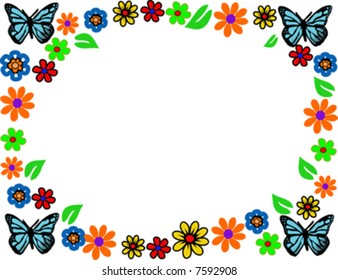 spring flower butterfly vector illustration